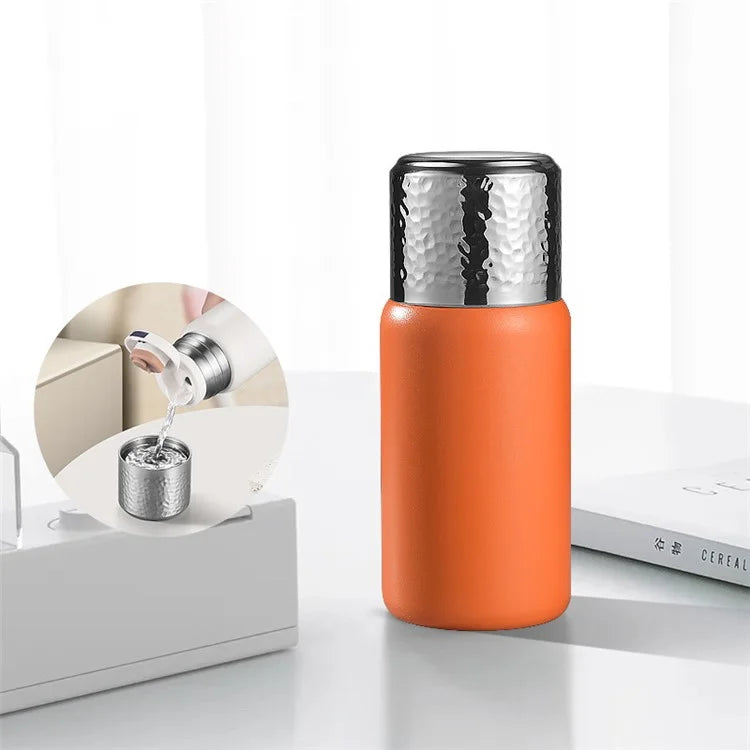 300ml 316 Stainless Steel Insulated Cup Hammered Texture Lid Water Bottle with Tea Strainer (BPA-Free, No FDA Certification)