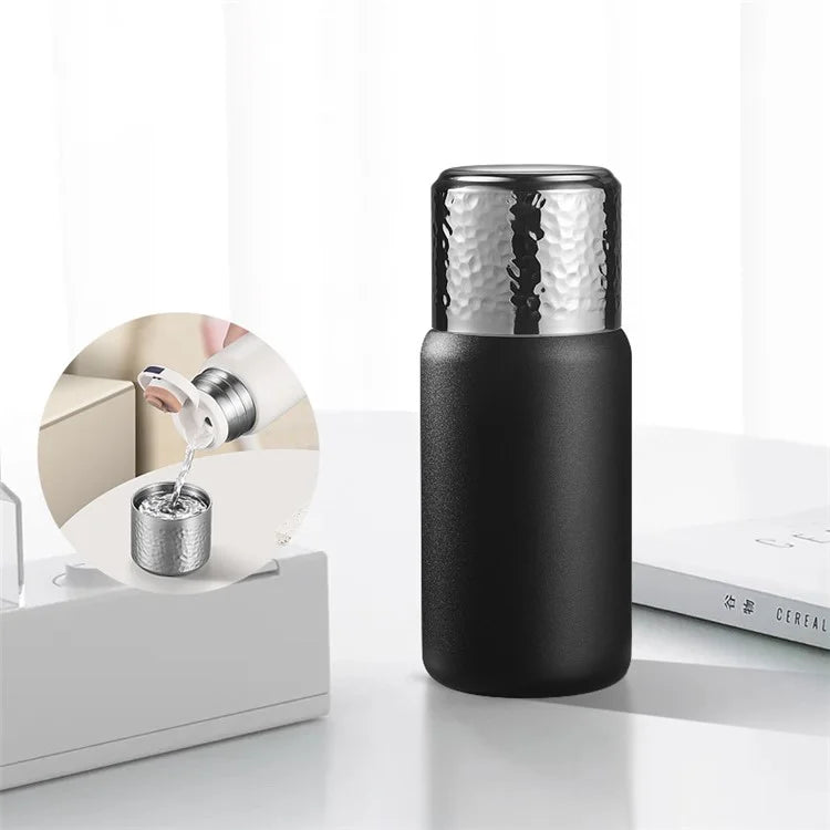 300ml 316 Stainless Steel Insulated Cup Hammered Texture Lid Water Bottle with Tea Strainer (BPA-Free, No FDA Certification)