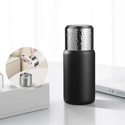 300ml 316 Stainless Steel Insulated Cup Hammered Texture Lid Water Bottle with Tea Strainer (BPA-Free, No FDA Certification)