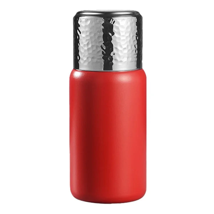 300ml 316 Stainless Steel Insulated Cup Hammered Texture Lid Water Bottle with Tea Strainer (BPA-Free, No FDA Certification)
