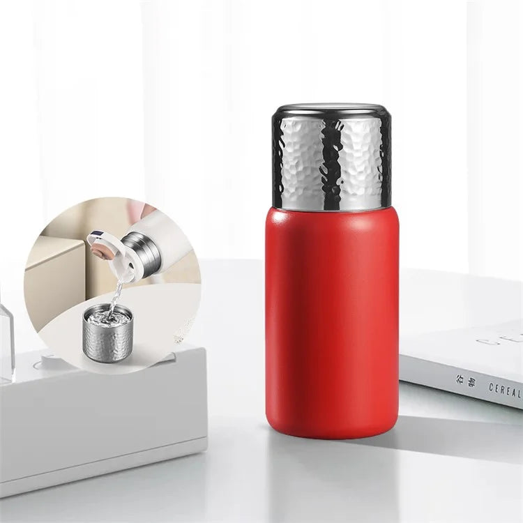 300ml 316 Stainless Steel Insulated Cup Hammered Texture Lid Water Bottle with Tea Strainer (BPA-Free, No FDA Certification)