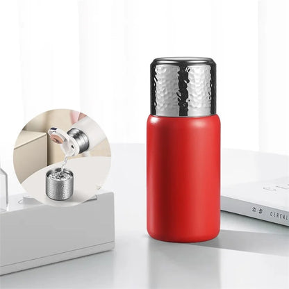 300ml 316 Stainless Steel Insulated Cup Hammered Texture Lid Water Bottle with Tea Strainer (BPA-Free, No FDA Certification)