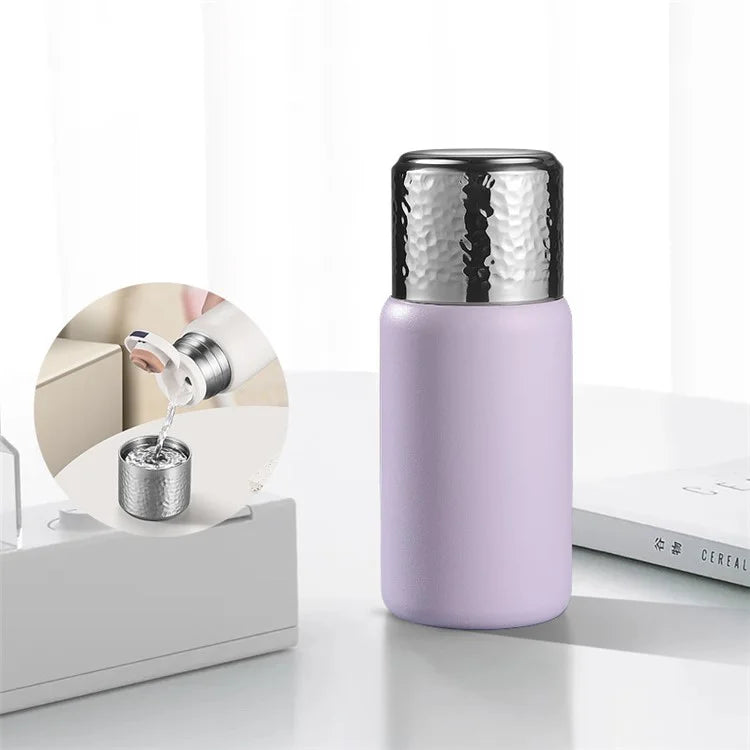 300ml 316 Stainless Steel Insulated Cup Hammered Texture Lid Water Bottle with Tea Strainer (BPA-Free, No FDA Certification)
