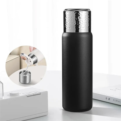 430ml Hammered Texture Lid 316 Stainless Steel Insulated Water Bottle with Tea Strainer (BPA-Free, No FDA Certification)
