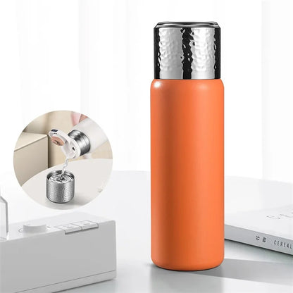 430ml Hammered Texture Lid 316 Stainless Steel Insulated Water Bottle with Tea Strainer (BPA-Free, No FDA Certification)