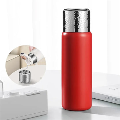 430ml Hammered Texture Lid 316 Stainless Steel Insulated Water Bottle with Tea Strainer (BPA-Free, No FDA Certification)