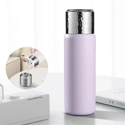 430ml Hammered Texture Lid 316 Stainless Steel Insulated Water Bottle with Tea Strainer (BPA-Free, No FDA Certification)