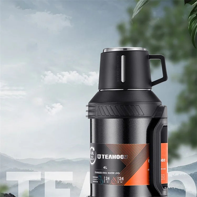 TEAHOO 4.0L Outdoor Water Bottle 304 Stainless Steel Insulated Cup (BPA Free, No FDA)