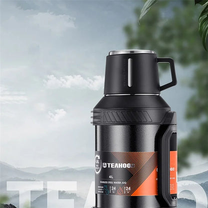 TEAHOO 4.0L Outdoor Water Bottle 304 Stainless Steel Insulated Cup (BPA Free, No FDA)