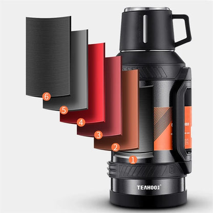 TEAHOO 4.0L Outdoor Water Bottle 304 Stainless Steel Insulated Cup (BPA Free, No FDA)