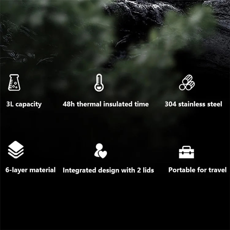 TEAHOO 3.0L Leak Proof 304 Stainless Steel Insulated Cup Water Bottle (BPA Free, No FDA)