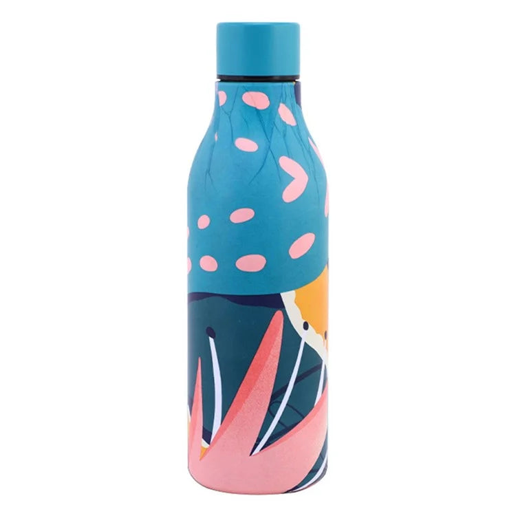 JUNSUNMAY 550ml Geometric Pattern 304 Stainless Steel Vacuum Insulated Water Bottle (BPA Free, No FDA)