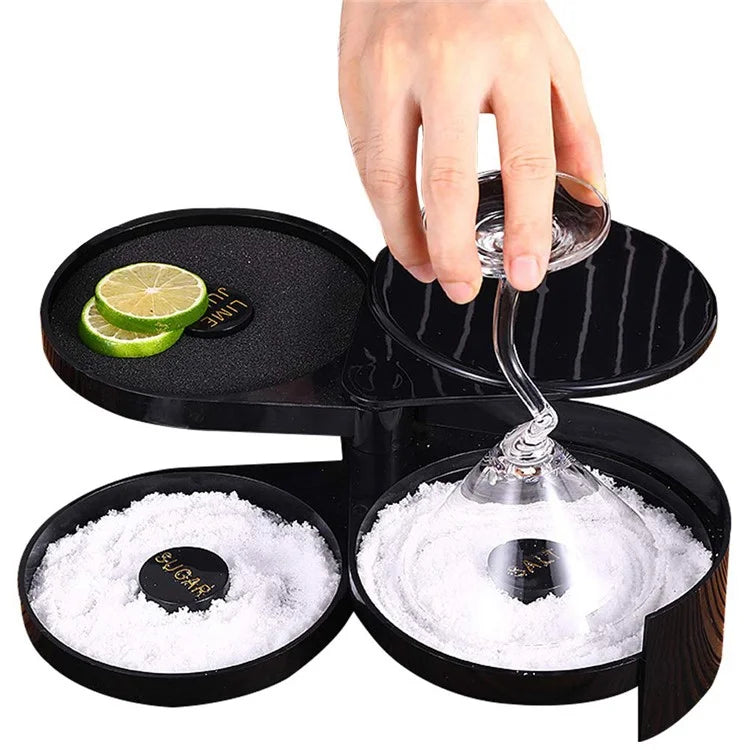 3-Tier Bar Juice Cocktail Seasoning Box Sugar Salt Rimmer Tool Bartender ABS Storage Box (BPA-Free, No FDA Certification)