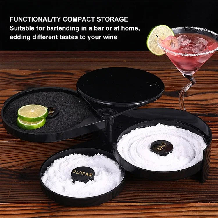 3-Tier Bar Juice Cocktail Seasoning Box Sugar Salt Rimmer Tool Bartender ABS Storage Box (BPA-Free, No FDA Certification)