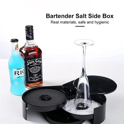 3-Tier Bar Juice Cocktail Seasoning Box Sugar Salt Rimmer Tool Bartender ABS Storage Box (BPA-Free, No FDA Certification)