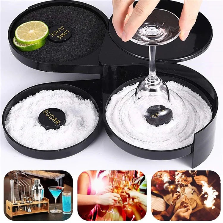 3-Tier Bar Juice Cocktail Seasoning Box Sugar Salt Rimmer Tool Bartender ABS Storage Box (BPA-Free, No FDA Certification)