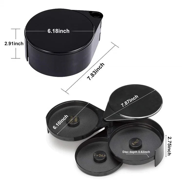 3-Tier Bar Juice Cocktail Seasoning Box Sugar Salt Rimmer Tool Bartender ABS Storage Box (BPA-Free, No FDA Certification)