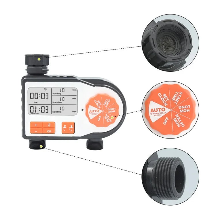 6812 Dual Channel Irrigation Timer Automatic Watering Controller, European Standard