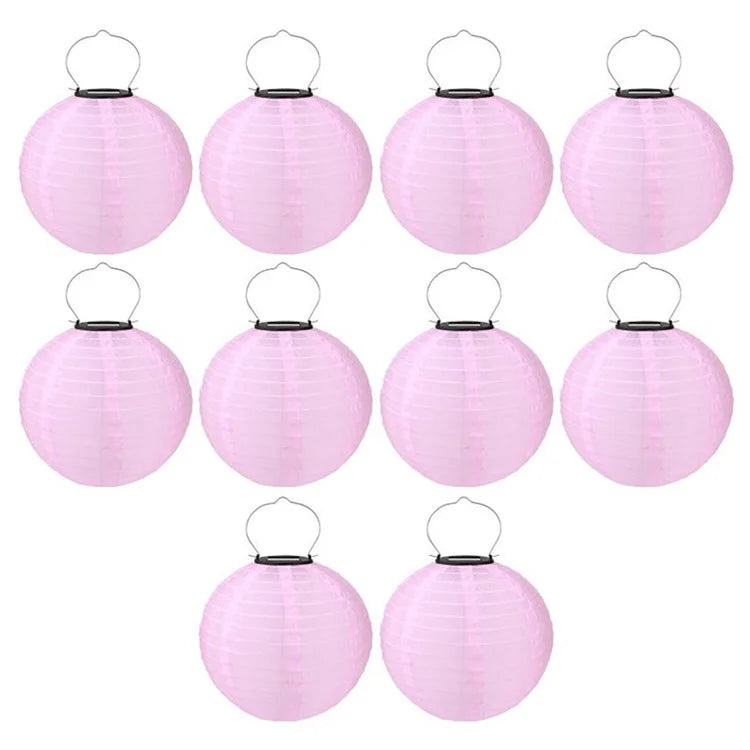 DN-003 10Pcs 25cm / 10 Inch Outdoor Solar Light with Handle Garden Hanging Lantern