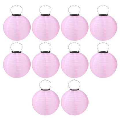 DN-003 10Pcs 25cm / 10 Inch Outdoor Solar Light with Handle Garden Hanging Lantern