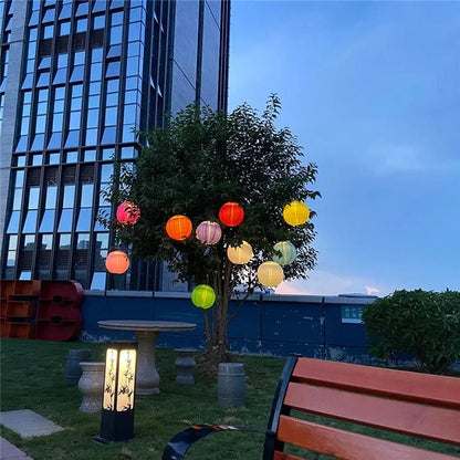 DN-003 10Pcs 25cm / 10 Inch Outdoor Solar Light with Handle Garden Hanging Lantern