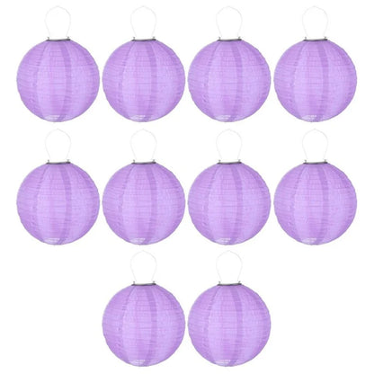 DN-003 10Pcs 25cm / 10 Inch Outdoor Solar Light with Handle Garden Hanging Lantern