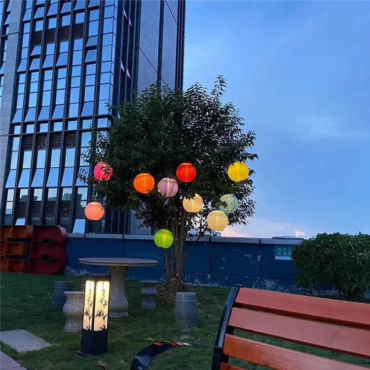 DN-003 10Pcs 25cm / 10 Inch Outdoor Solar Light with Handle Garden Hanging Lantern