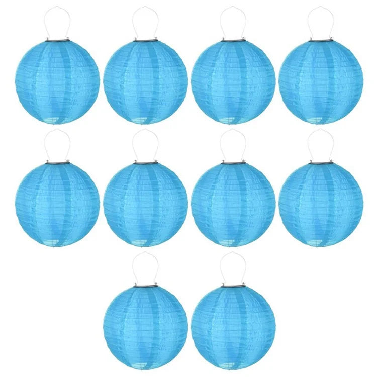 DN-003 10Pcs 25cm / 10 Inch Outdoor Solar Light with Handle Garden Hanging Lantern