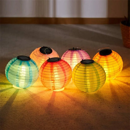 DN-003 10Pcs 25cm / 10 Inch Outdoor Solar Light with Handle Garden Hanging Lantern