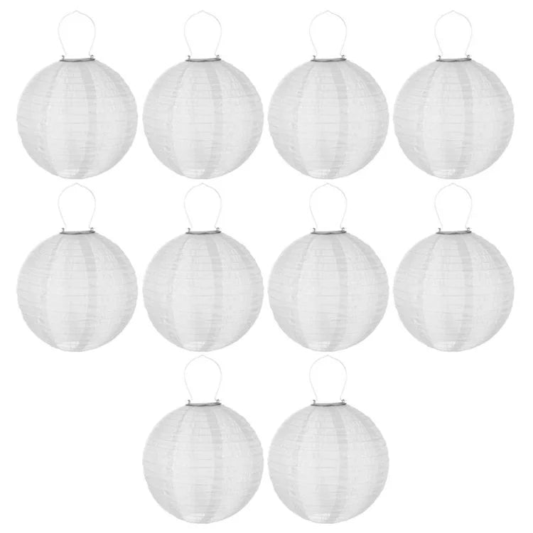 DN-003 10Pcs 25cm / 10 Inch Outdoor Solar Light with Handle Garden Hanging Lantern
