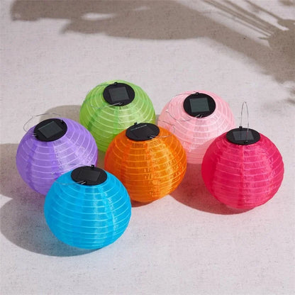 DN-003 10Pcs 25cm / 10 Inch Outdoor Solar Light with Handle Garden Hanging Lantern