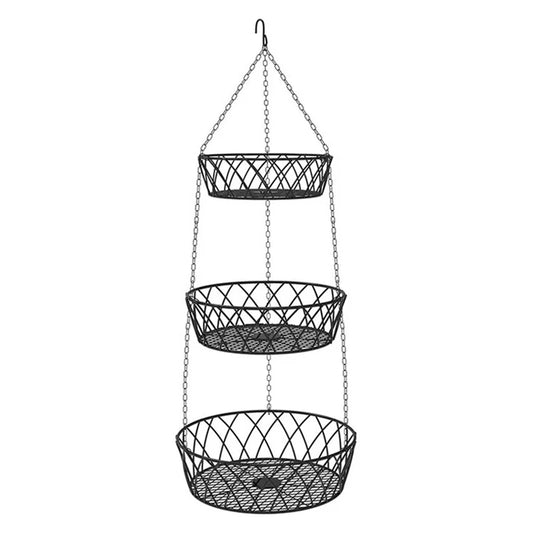 001-ZJD-SA1 3-Layer Iron Hanging Basket Potted Plant Fruit Storage Basket (BPA-free, No FDA Certificate)