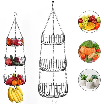 001-ZJD-SB1 3-Layer Hanging Basket Potted Plant Vegetable Fruit Basket (BPA-free, No FDA Certificate)