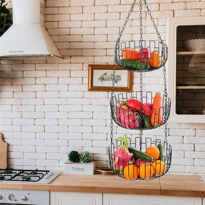 001-ZJD-SB1 3-Layer Hanging Basket Potted Plant Vegetable Fruit Basket (BPA-free, No FDA Certificate)