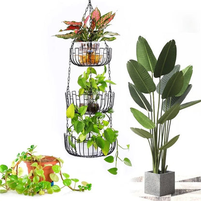 001-ZJD-SB1 3-Layer Hanging Basket Potted Plant Vegetable Fruit Basket (BPA-free, No FDA Certificate)