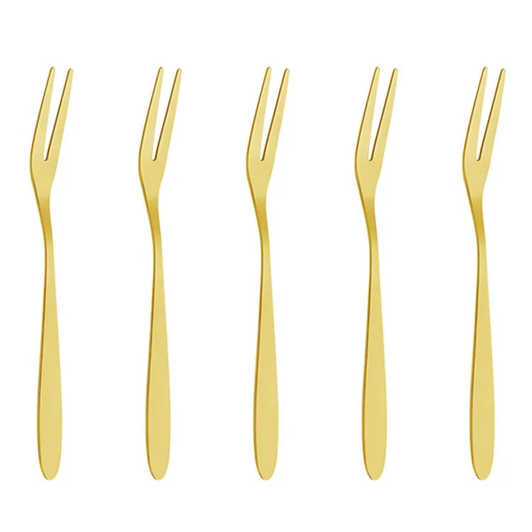 5Pcs / Set Stainless Steel Fork Ice Cream Spoon Kitchen Utensils (BPA Free, No FDA)