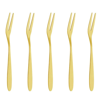 5Pcs / Set Stainless Steel Fork Ice Cream Spoon Kitchen Utensils (BPA Free, No FDA)