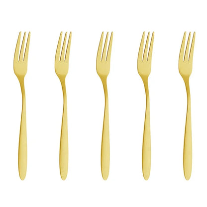 5Pcs / Set Stainless Steel Fork Ice Cream Spoon Kitchen Utensils (BPA Free, No FDA)