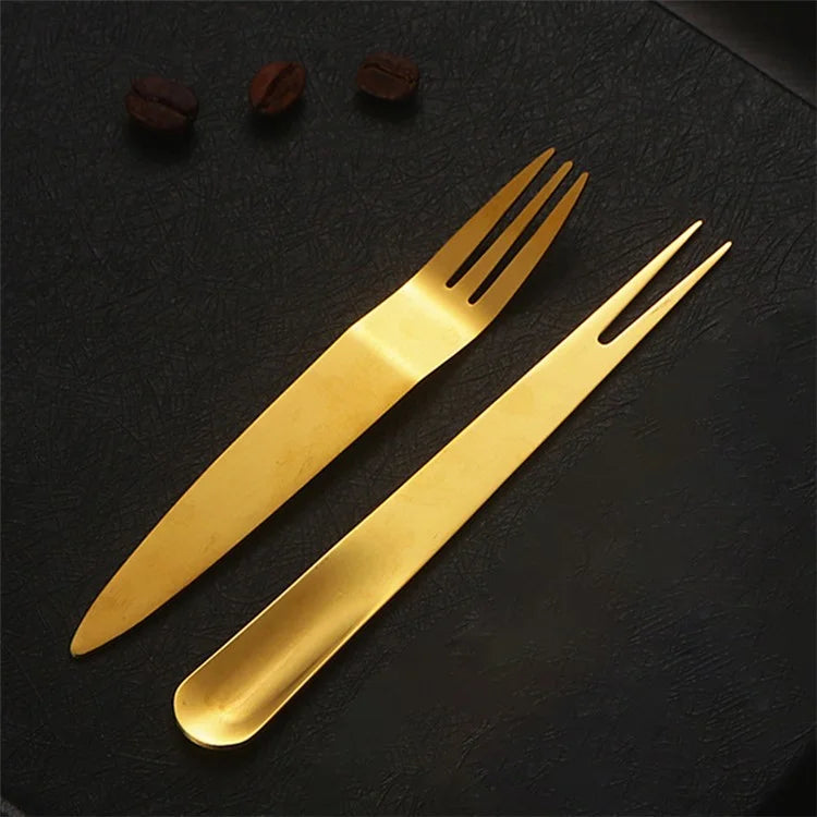 5Pcs / Set Stainless Steel Fork Ice Cream Spoon Kitchen Utensils (BPA Free, No FDA)