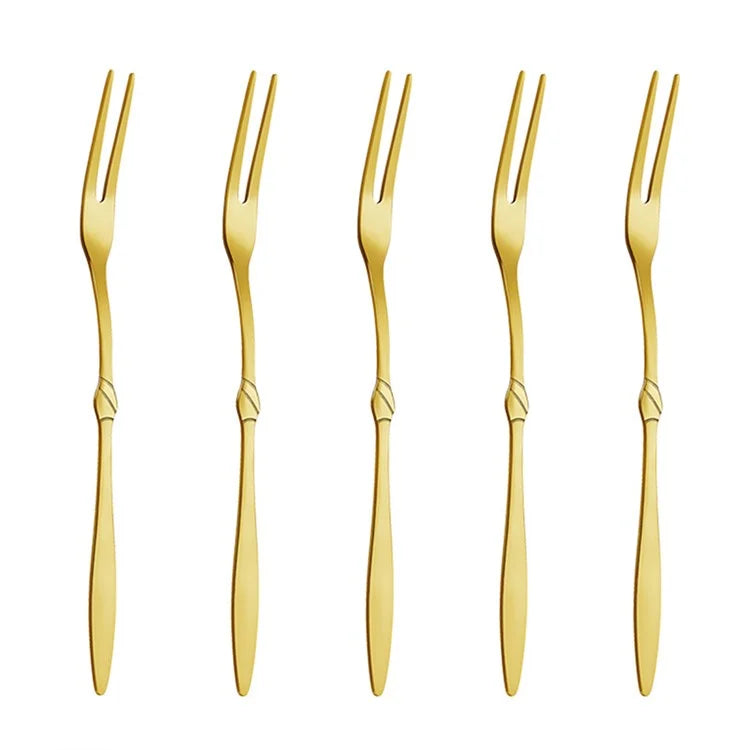 5Pcs / Set Stainless Steel Fork Ice Cream Spoon Kitchen Utensils (BPA Free, No FDA)