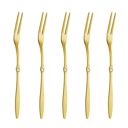 5Pcs / Set Stainless Steel Fork Ice Cream Spoon Kitchen Utensils (BPA Free, No FDA)