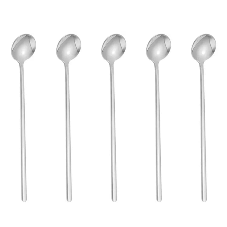 5Pcs Small Coffee Spoon Stainless Steel Round Dessert Spoon (BPA Free, No FDA Certificate)
