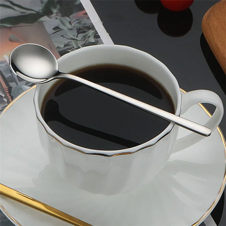 5Pcs Small Coffee Spoon Stainless Steel Round Dessert Spoon (BPA Free, No FDA Certificate)
