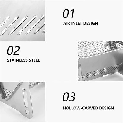 Detachable Camping Picnic BBQ Stainless Steel Stove Outdoor Charcoal Burning Cooking Stove (No FDA, BPA-Free)