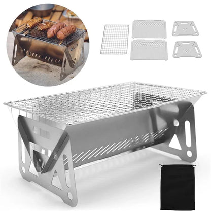Detachable Camping Picnic BBQ Stainless Steel Stove Outdoor Charcoal Burning Cooking Stove (No FDA, BPA-Free)