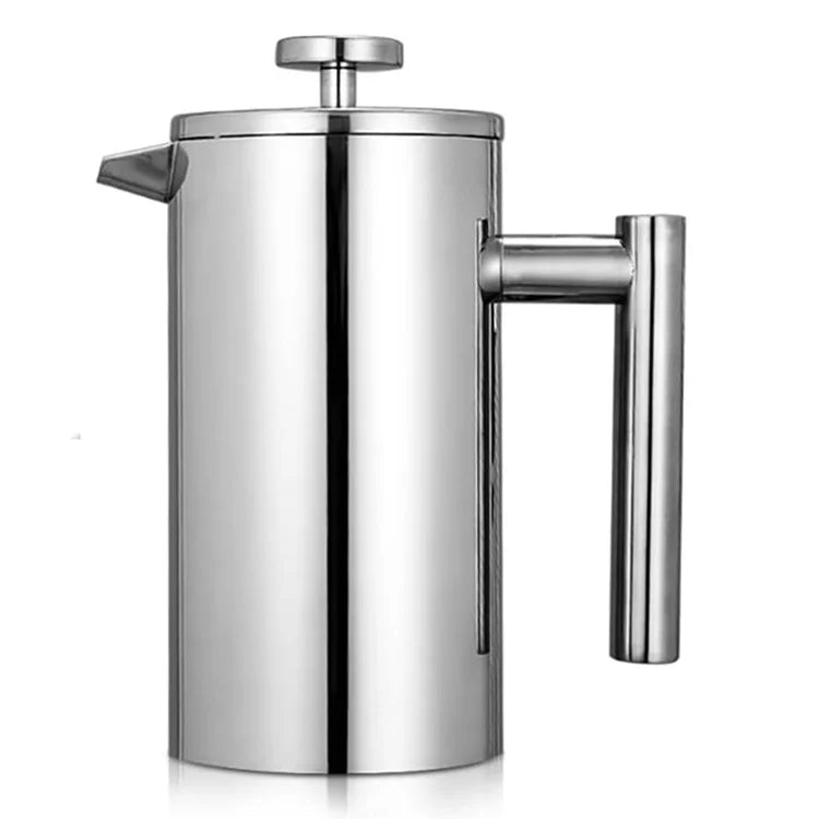 1000ml French Press Coffee Maker Stainless Steel Double Walled Insulated Coffee Pot (BPA Free, No FDA) - Steel Color