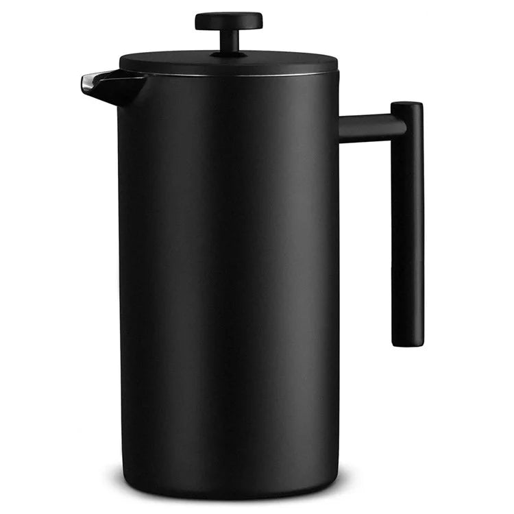 1000ml French Press Coffee Maker Stainless Steel Double Walled Insulated Coffee Pot (BPA Free, No FDA) - Black
