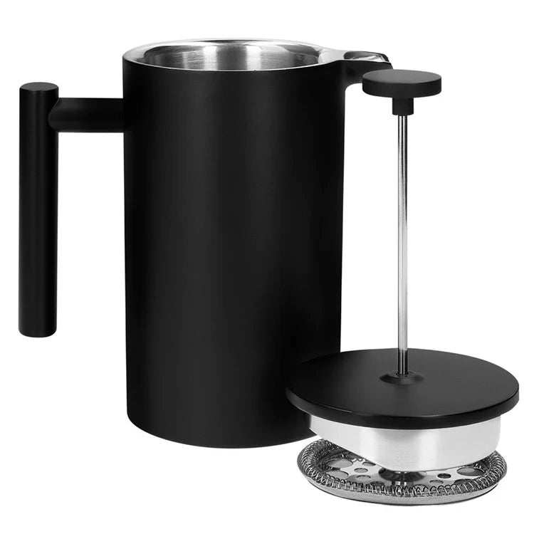 800ml French Press Coffee Maker Stainless Steel Double Walled Insulated Coffee Pot (BPA Free, No FDA) - Black