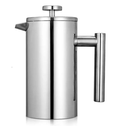 800ml French Press Coffee Maker Stainless Steel Double Walled Insulated Coffee Pot (BPA Free, No FDA) - Steel Color