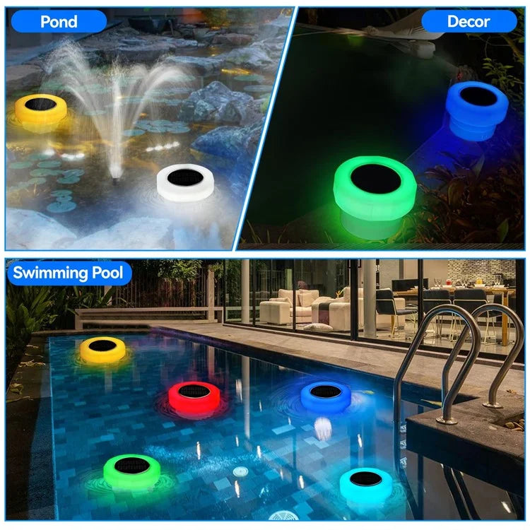 2Pcs Pool Chlorine Floater with Solar Light Floating Chlorine Dispenser Fits for 1-inch and 3-inch Chlorine Tabs